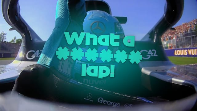 George Russell crosses the line to seal pole position in Canada